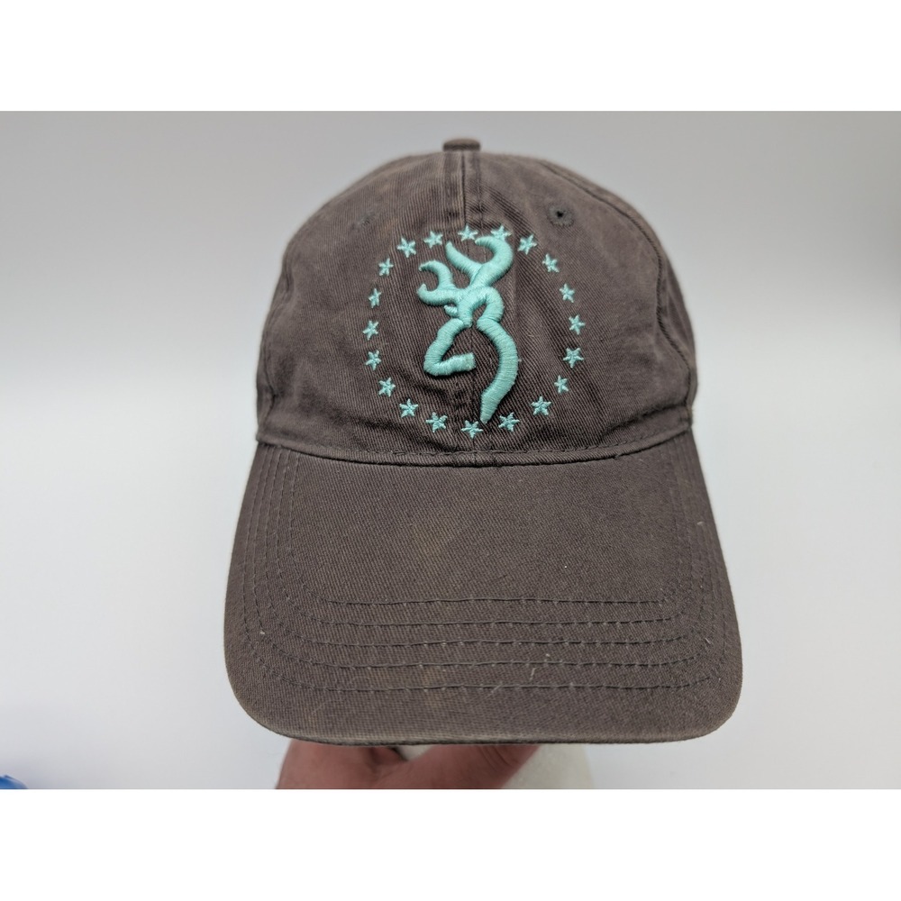 Browning Buckmark Star Logo Brown Teal Cotton Baseball Cap Hat Adjustable